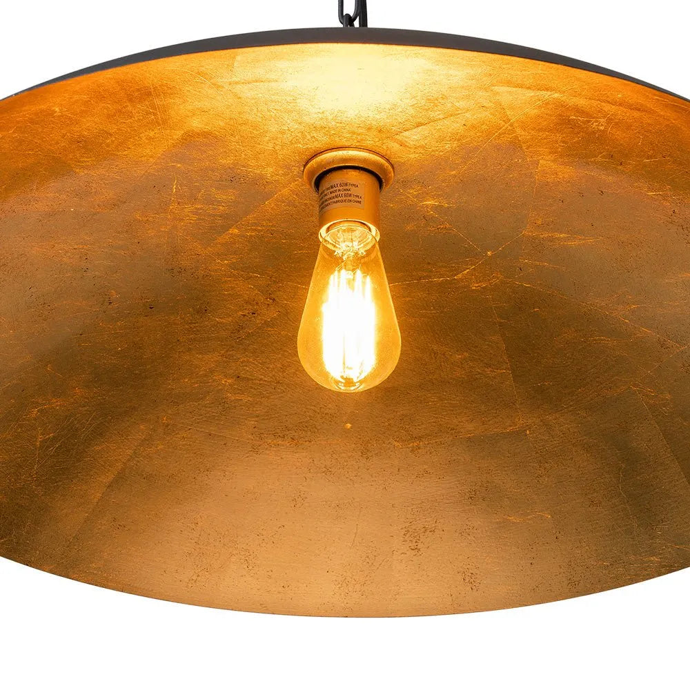 Rina Industrial Gold-Lined Oversized Dome Pendant Light