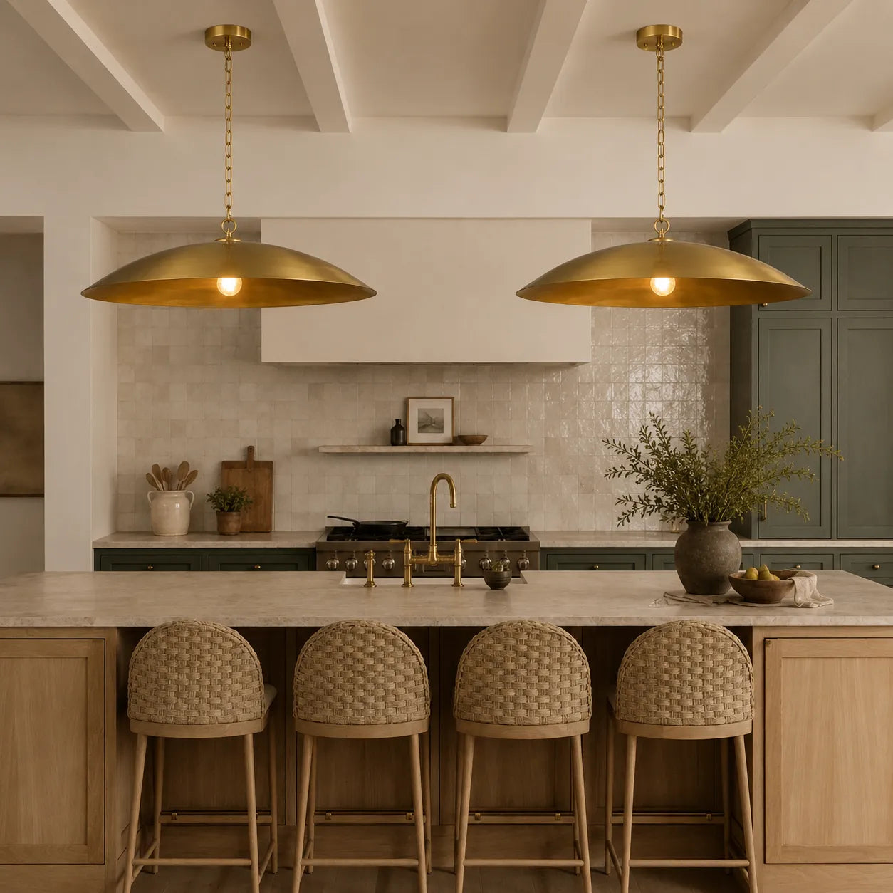 Industrial Dome Pendant Light with Antique Gold Interior