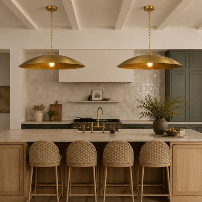 Industrial Dome Pendant Light with Antique Gold Interior