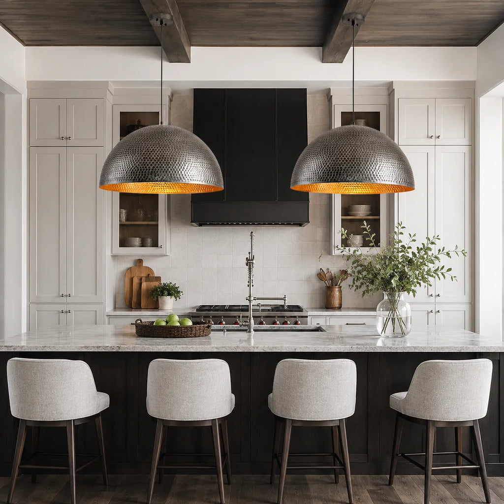 Calix Industrial Hammered Metal Dome Pendant Light
