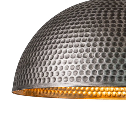 Industrial Dome Pendant Light with Hammered Metal Finish