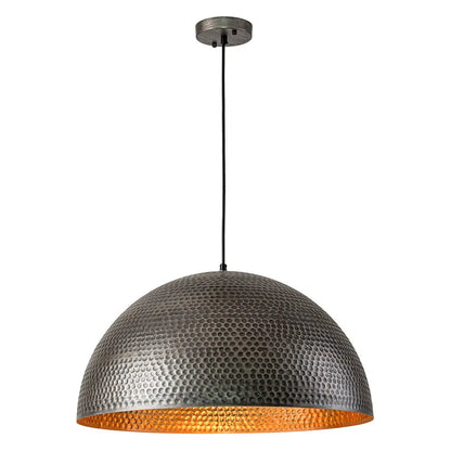 Industrial Dome Pendant Light with Hammered Metal Finish