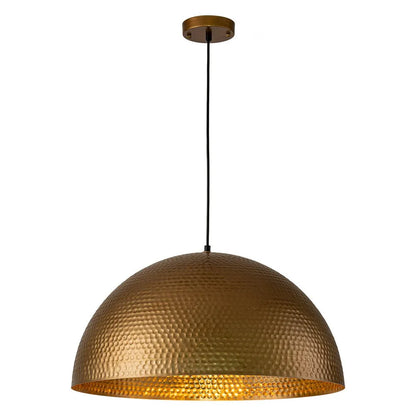 Industrial Dome Pendant Light with Hammered Metal Finish
