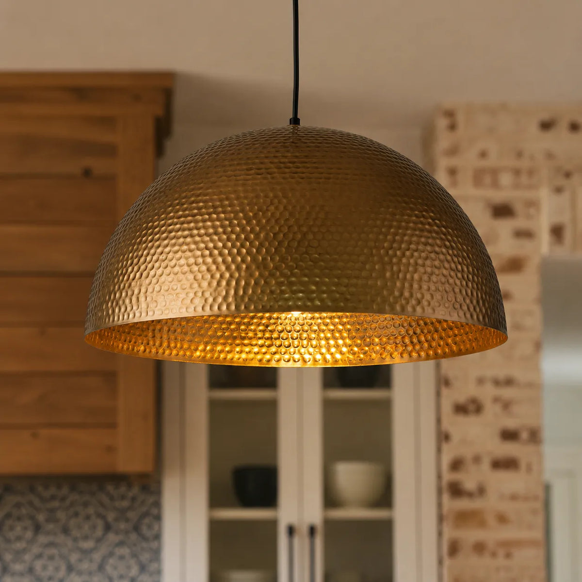 Calix Industrial Hammered Metal Dome Pendant Light