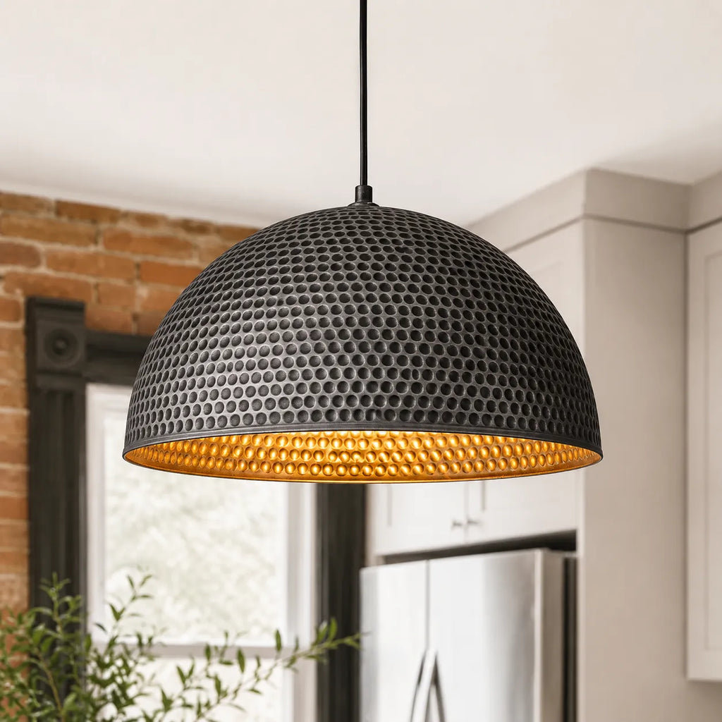 Calix Industrial Hammered Metal Dome Pendant Light