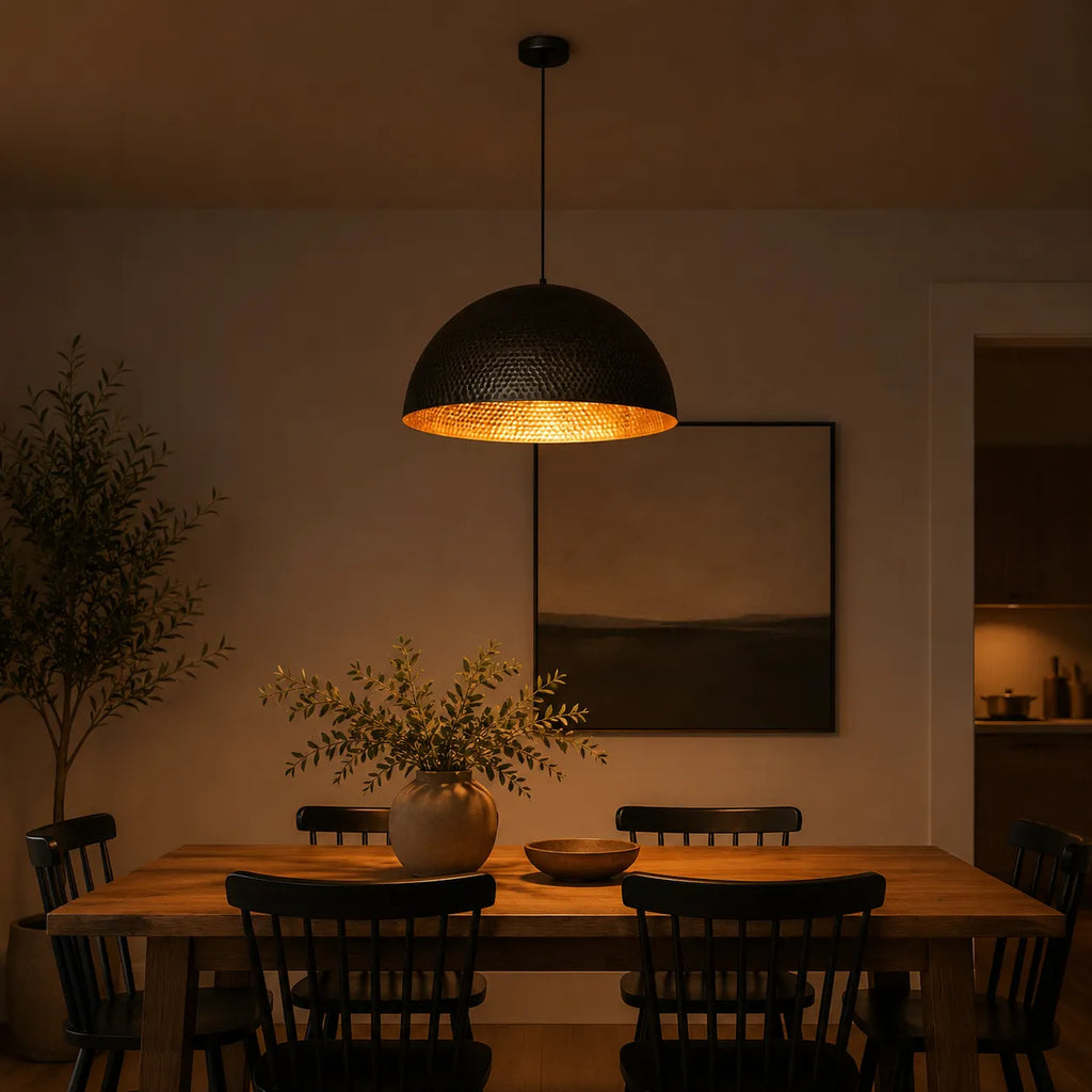 Calix Industrial Hammered Metal Dome Pendant Light