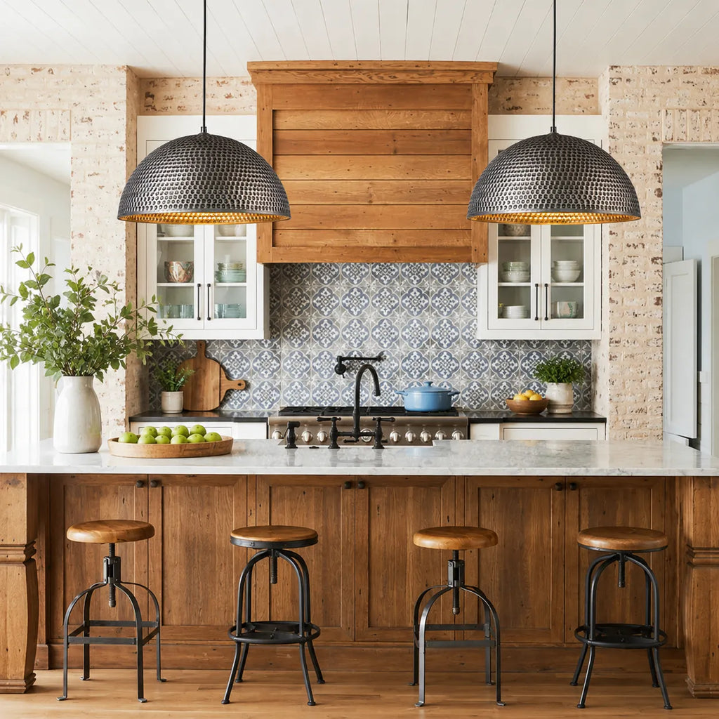 Calix Industrial Hammered Metal Dome Pendant Light