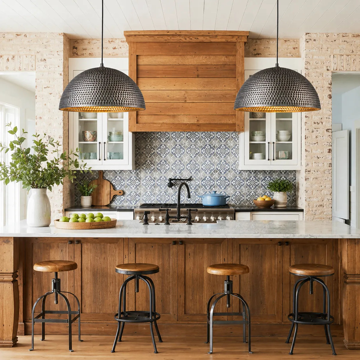 Calix Industrial Hammered Metal Dome Pendant Light