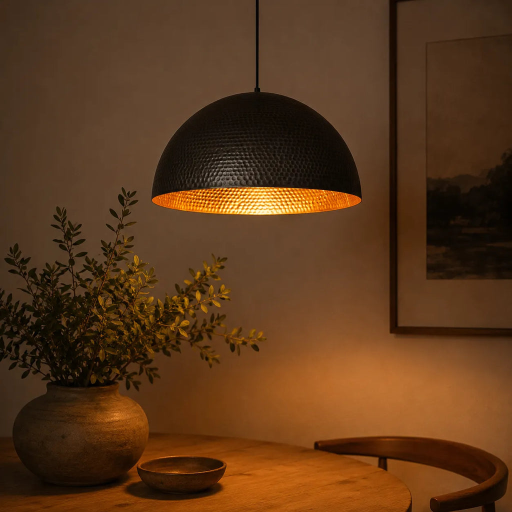 Calix Industrial Hammered Metal Dome Pendant Light
