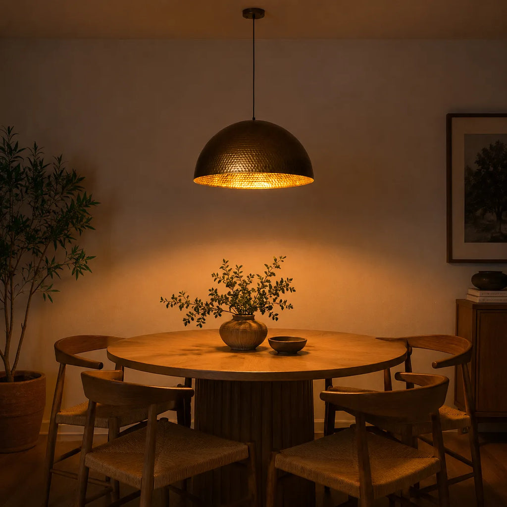 Calix Industrial Hammered Metal Dome Pendant Light