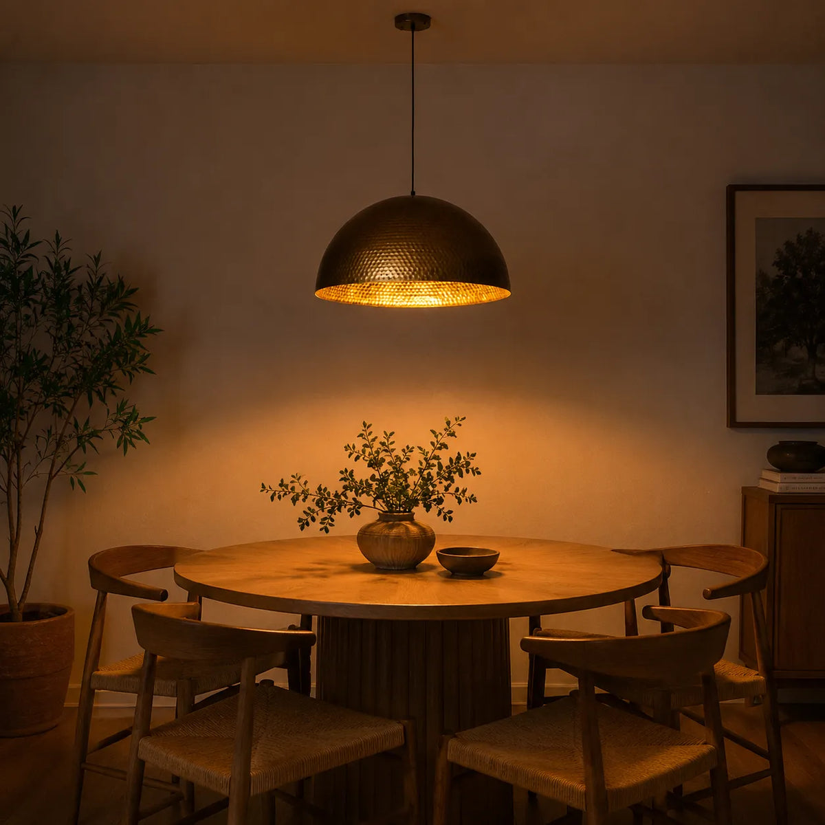Calix Industrial Hammered Metal Dome Pendant Light