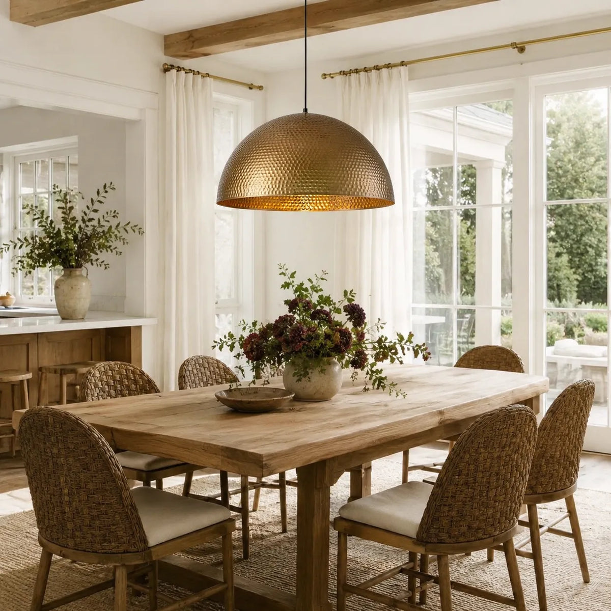 Calix Industrial Hammered Metal Dome Pendant Light