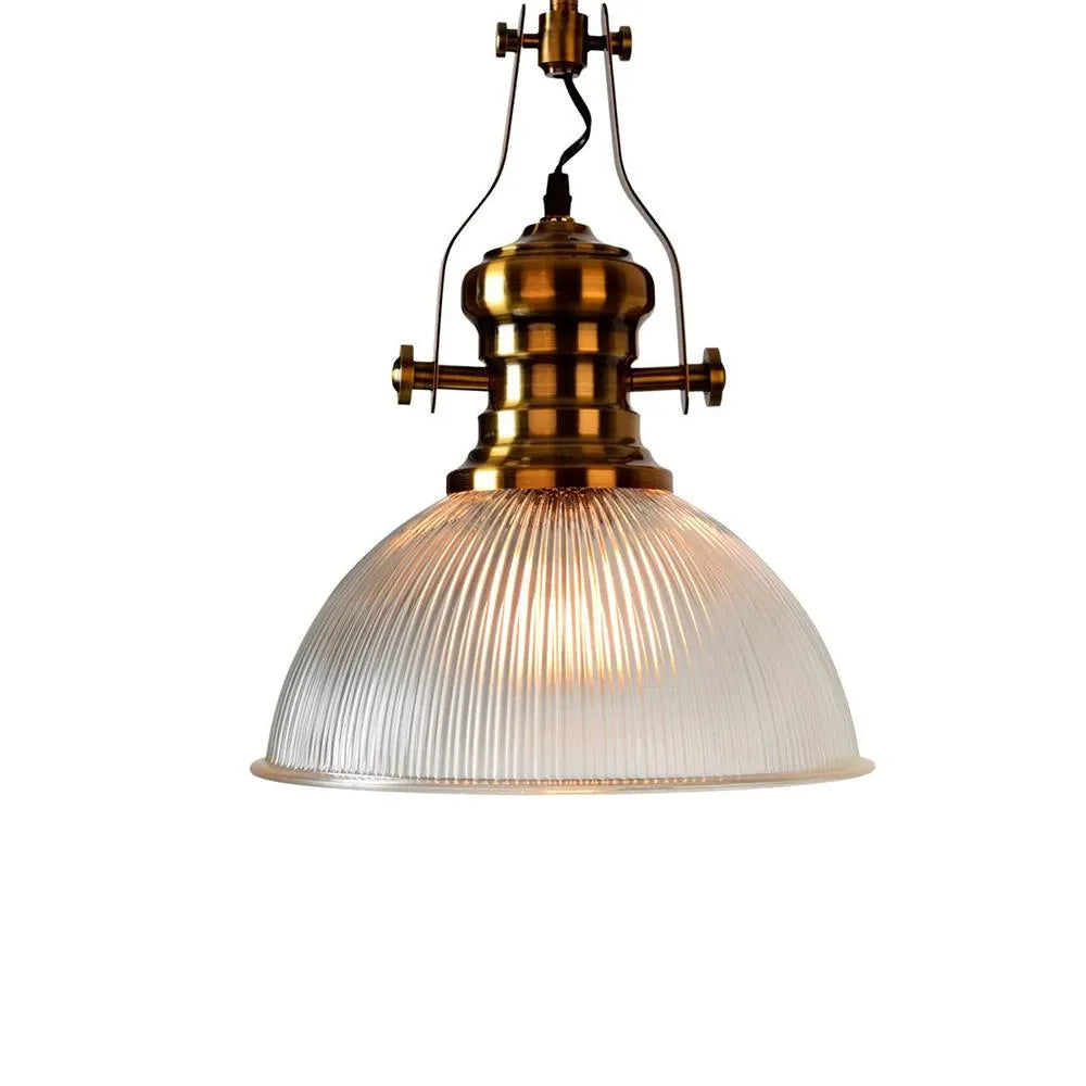Sela Industrial Bronze & Glass Dome Pendant Light