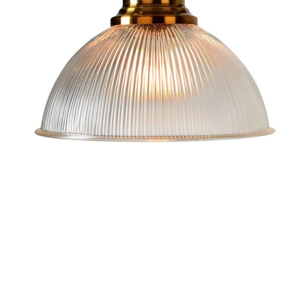 Industrial Glass Pendant Light with Vintage Brass Hardware