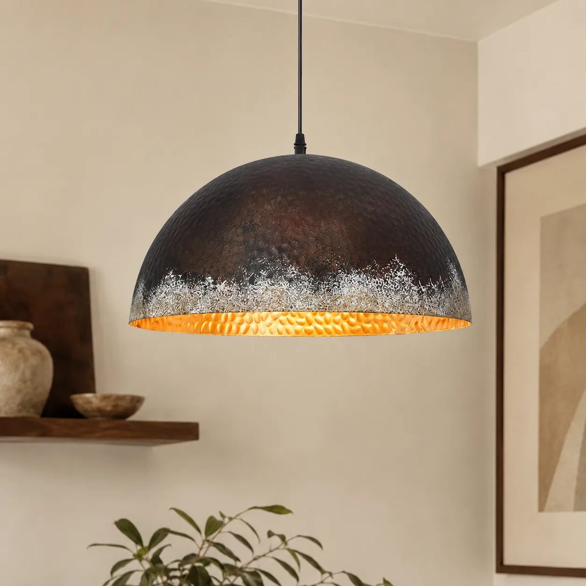 Amelie Rustic Hammered Metal Pendant Light