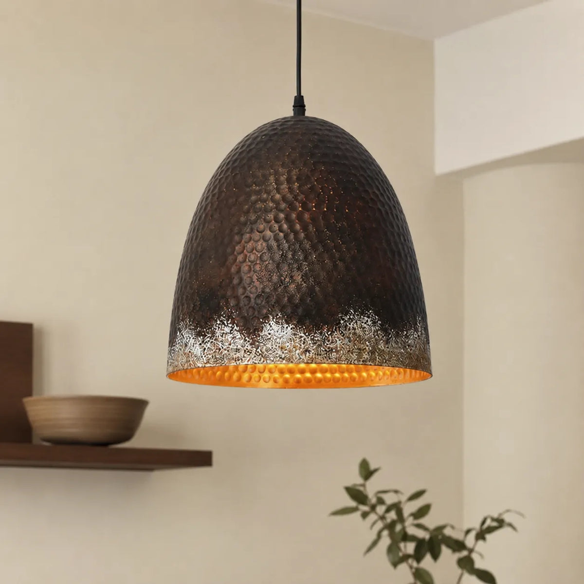 Amelie Rustic Hammered Metal Pendant Light