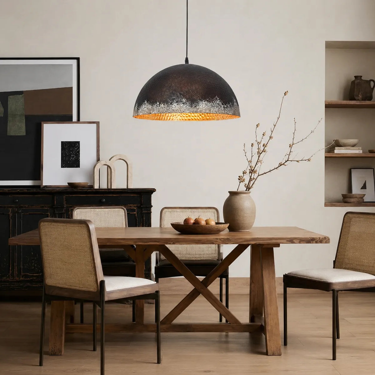 Amelie Rustic Hammered Metal Pendant Light