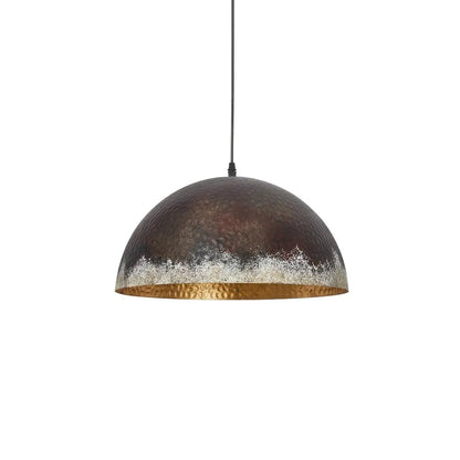 Industrial Hammered Metal Dome Pendant Light with Rustic Patina