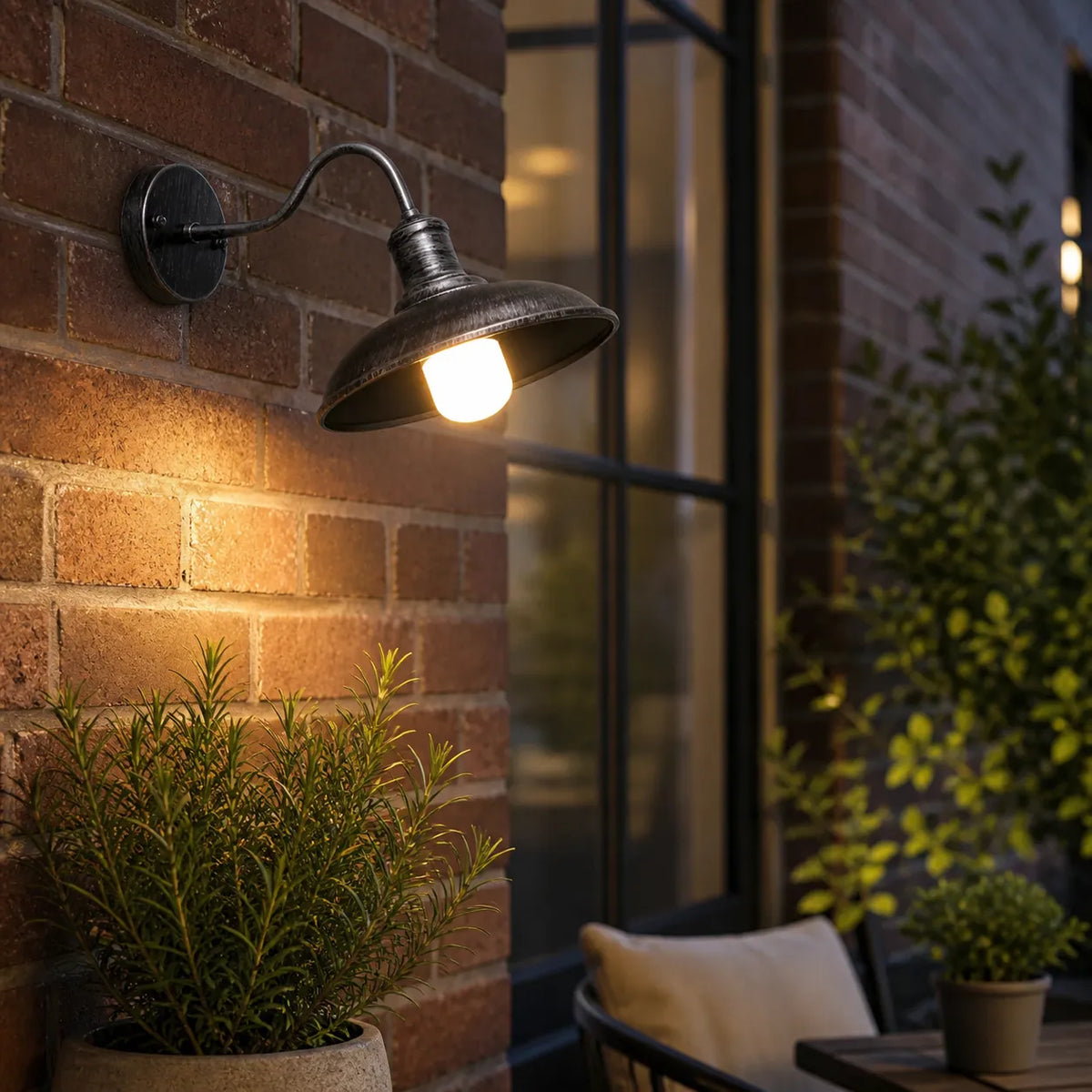 Lara Industrial Iron Bowl Outdoor Wall Light