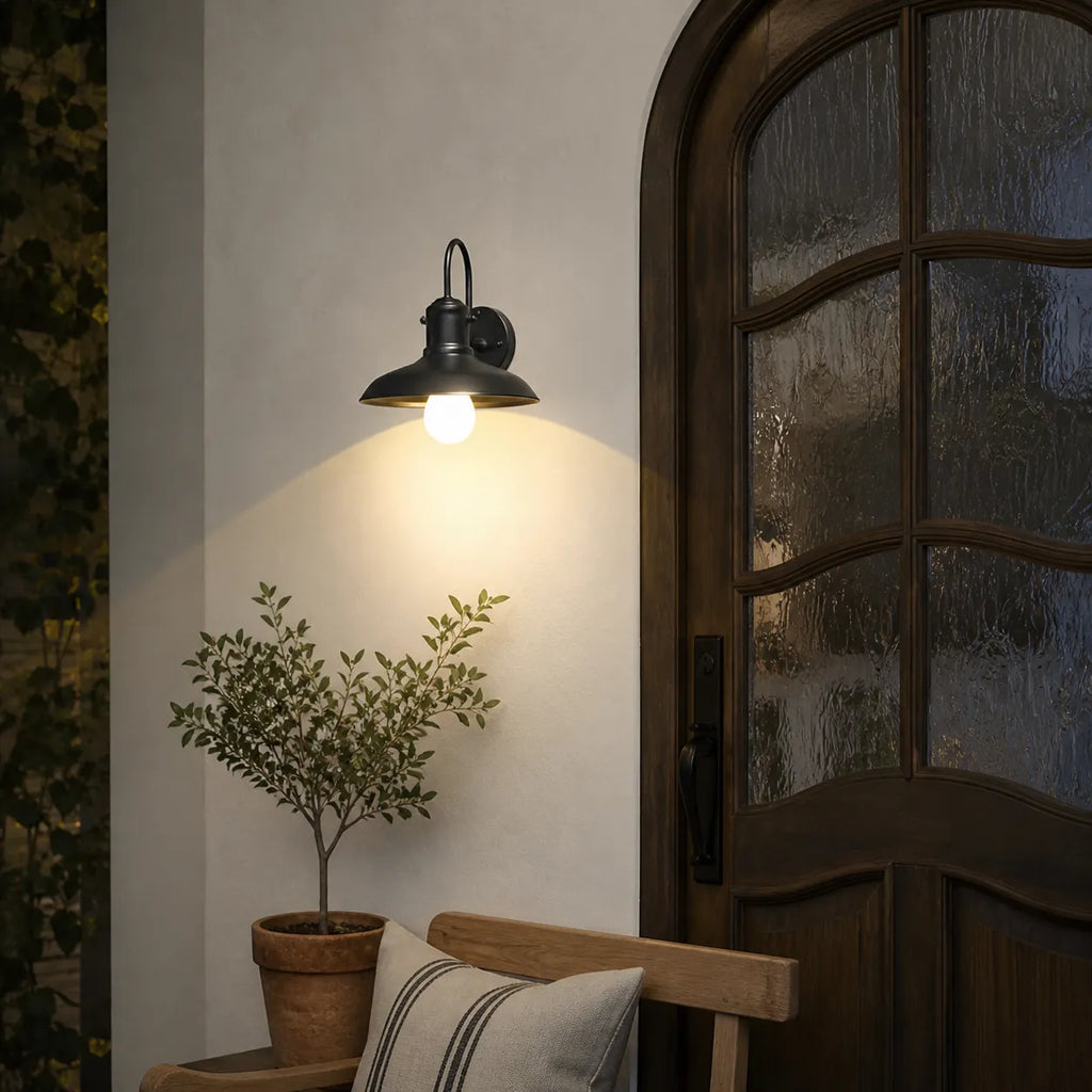 Lara Industrial Iron Bowl Outdoor Wall Light