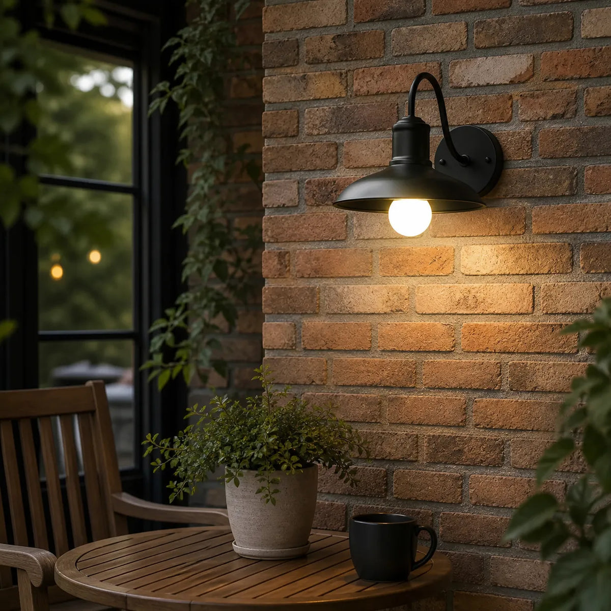 Lara Industrial Iron Bowl Outdoor Wall Light