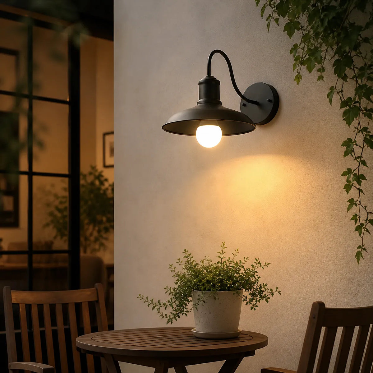Lara Industrial Iron Bowl Outdoor Wall Light