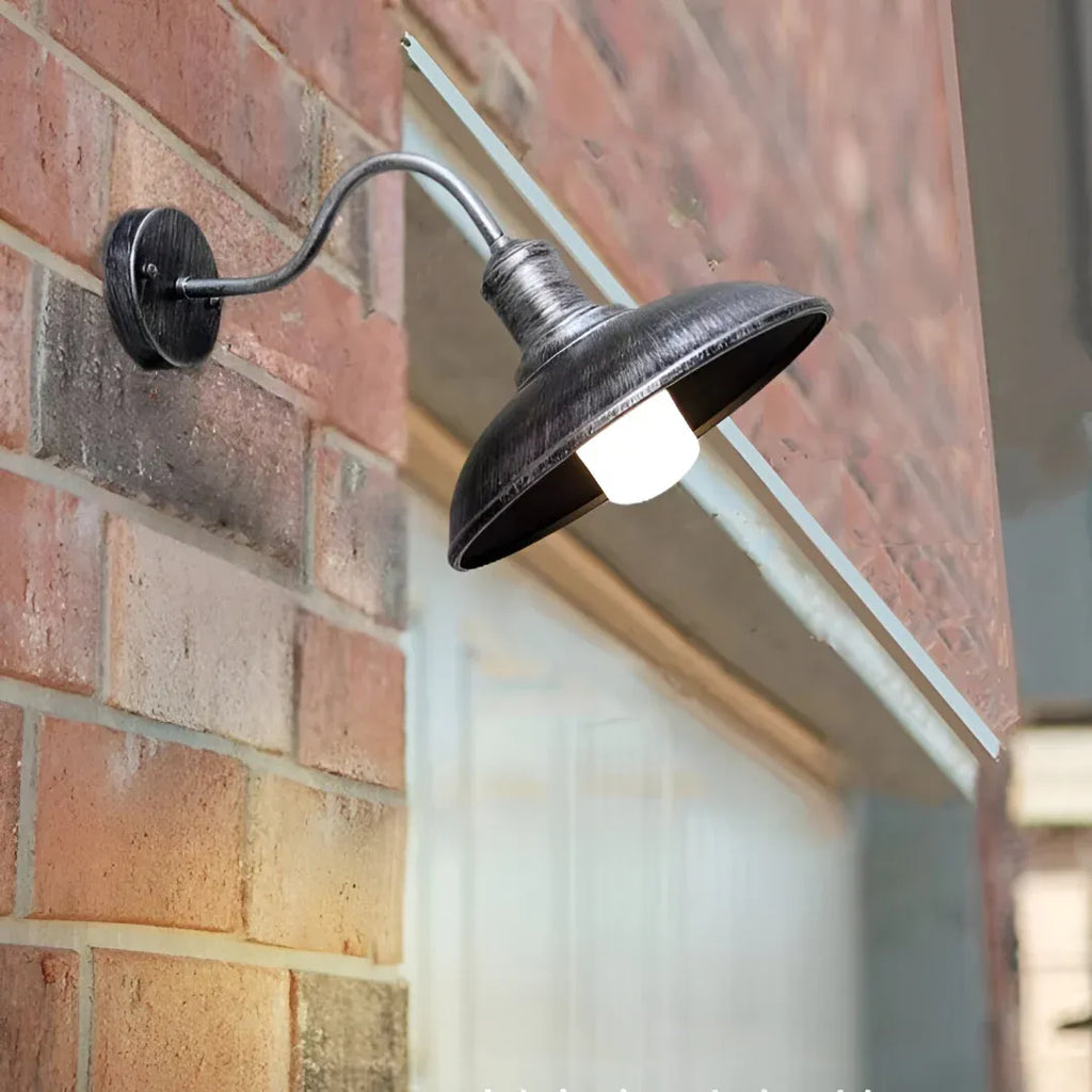 Lara Industrial Iron Bowl Outdoor Wall Light