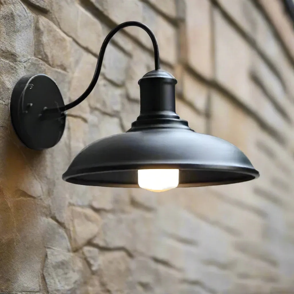 Lara Industrial Iron Bowl Outdoor Wall Light