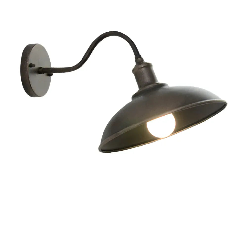 Lara Industrial Iron Bowl Outdoor Wall Light