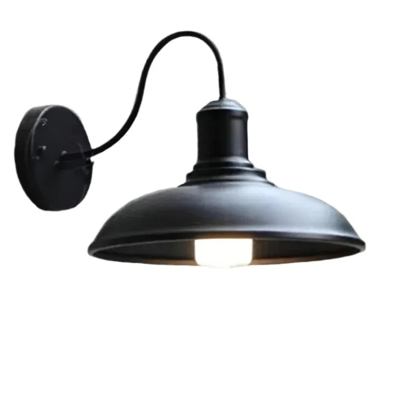 Lara Industrial Iron Bowl Outdoor Wall Light
