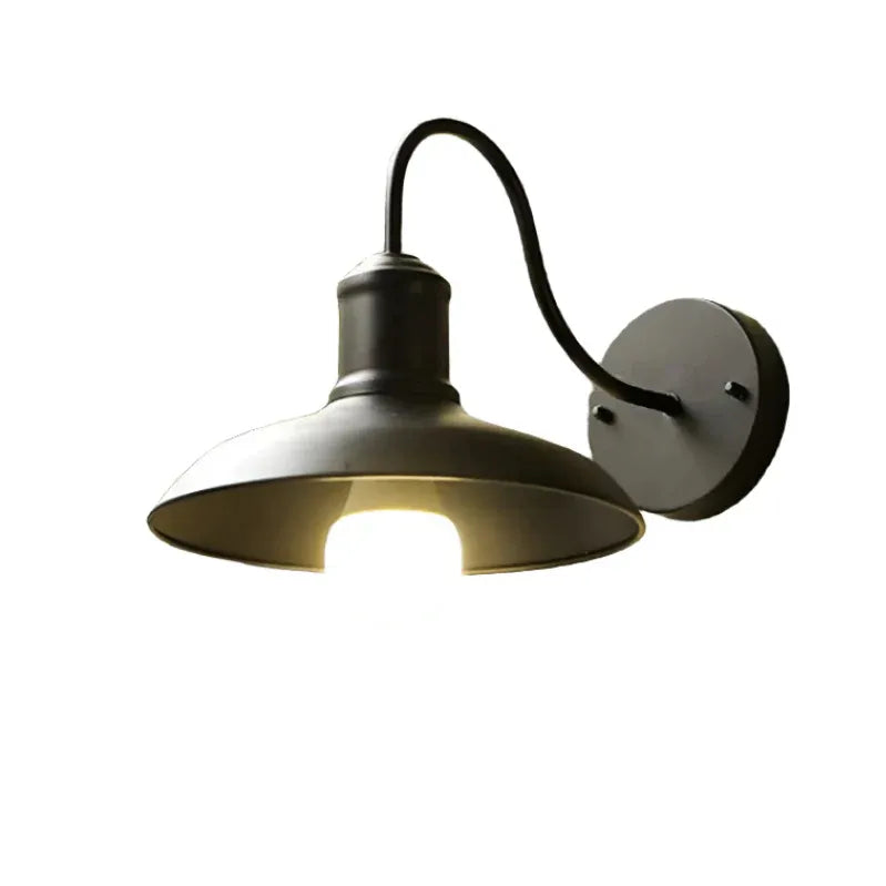 Lara Industrial Iron Bowl Outdoor Wall Light