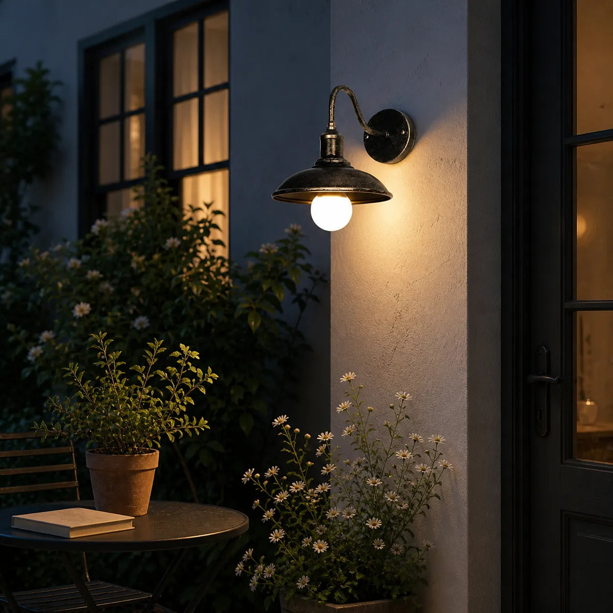 Lara Industrial Iron Bowl Outdoor Wall Light