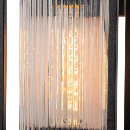 Industrial Outdoor Wall Lantern with Ribbed Glass Panels