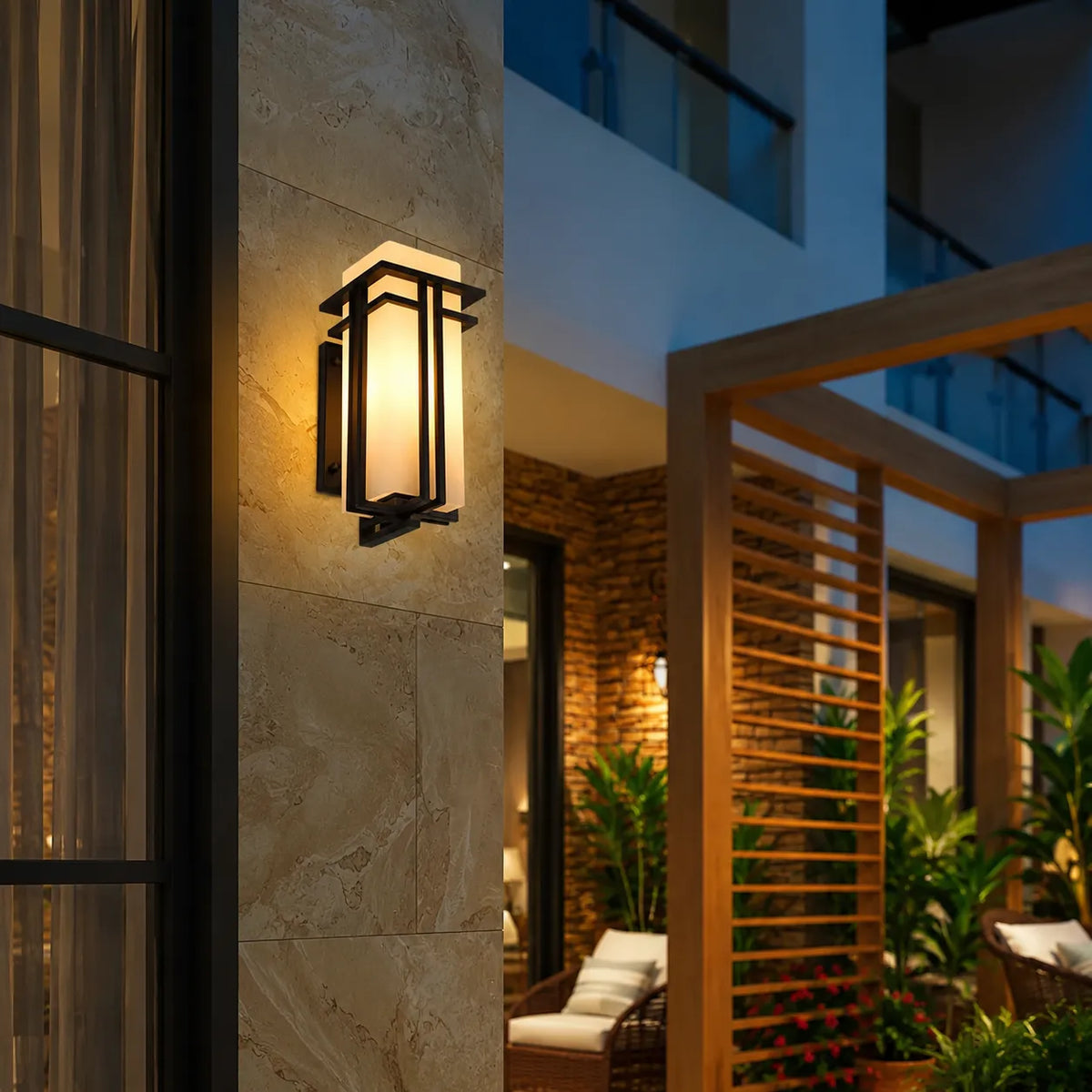 Rowan Retro Industrial Frosted Glass Outdoor Wall Light
