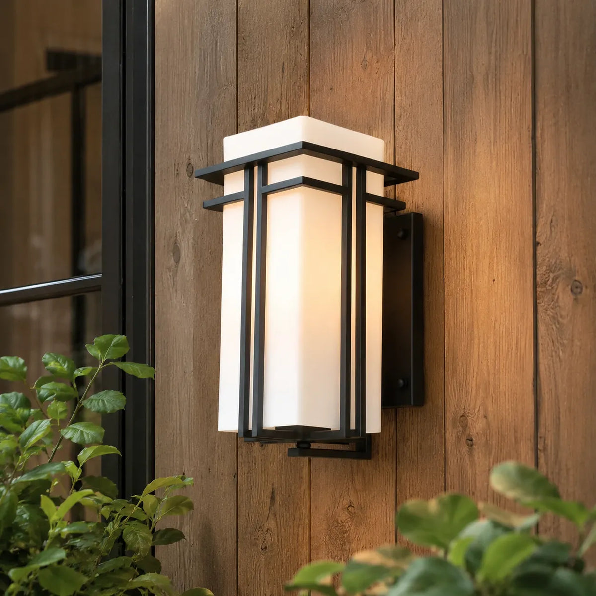 Rowan Retro Industrial Frosted Glass Outdoor Wall Light