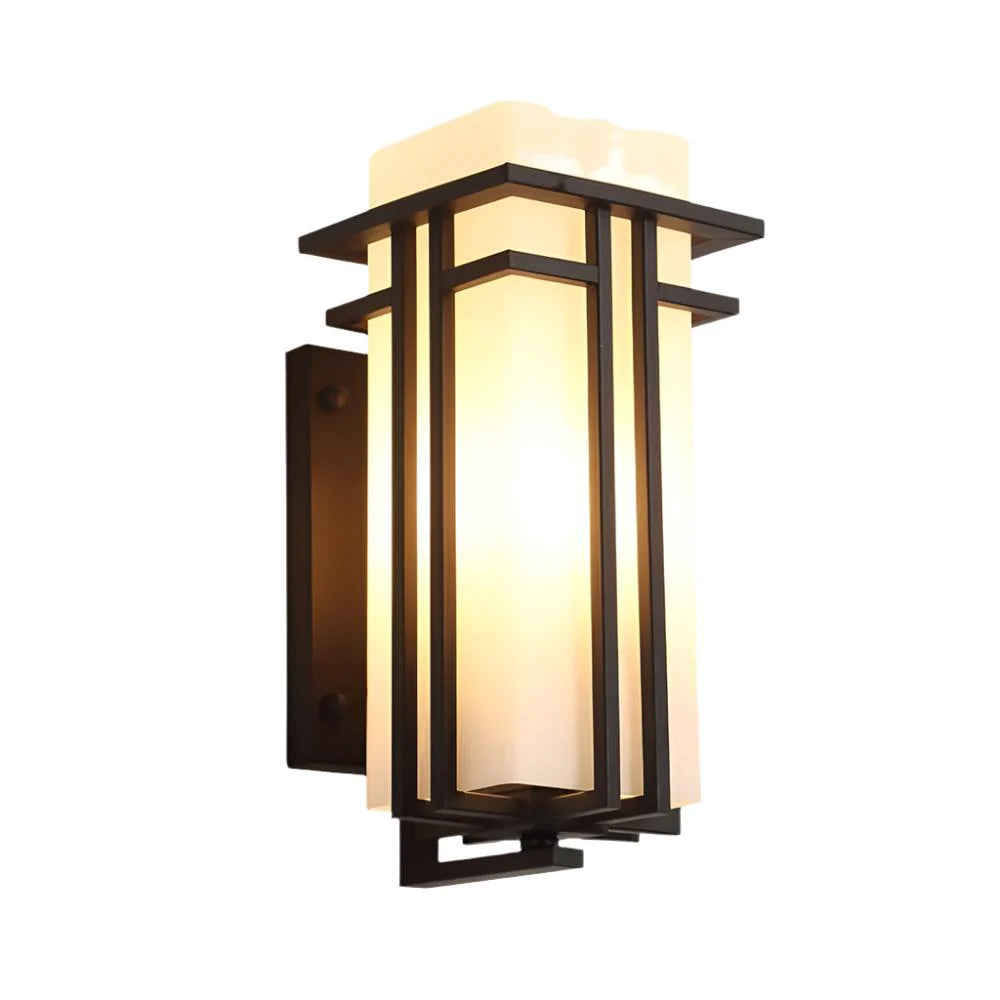 Rowan Retro Industrial Frosted Glass Outdoor Wall Light