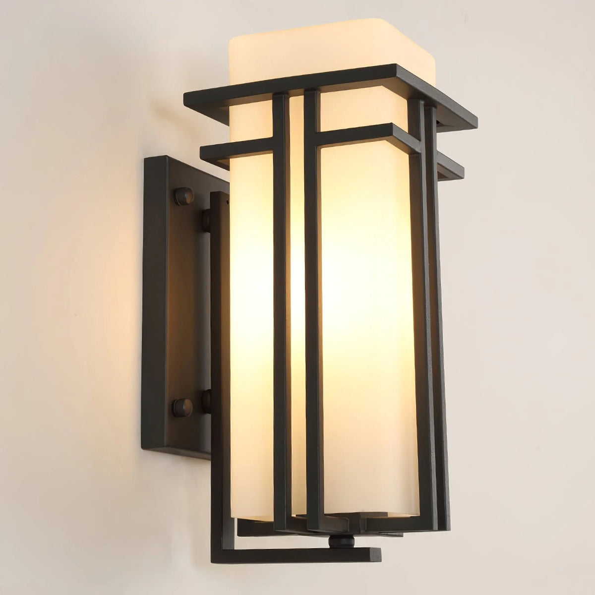 Rowan Retro Industrial Frosted Glass Outdoor Wall Light