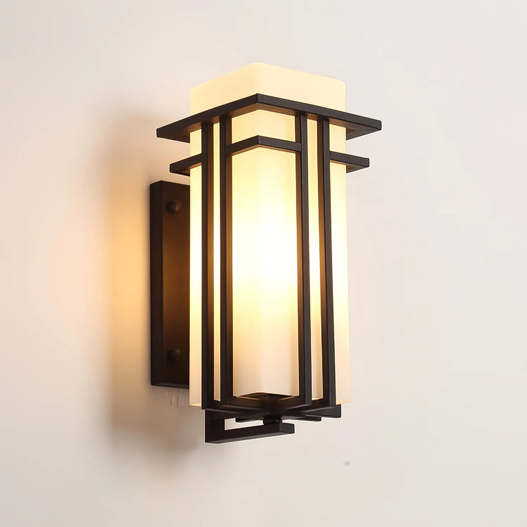 Rowan Retro Industrial Frosted Glass Outdoor Wall Light