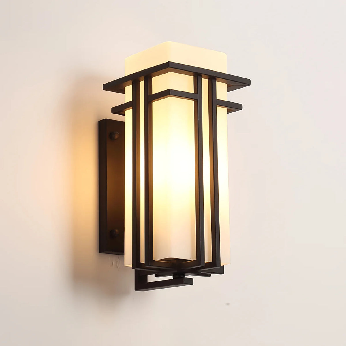 Rowan Retro Industrial Frosted Glass Outdoor Wall Light