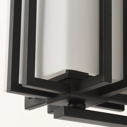 Industrial Outdoor Wall Light with Frosted Glass Panels