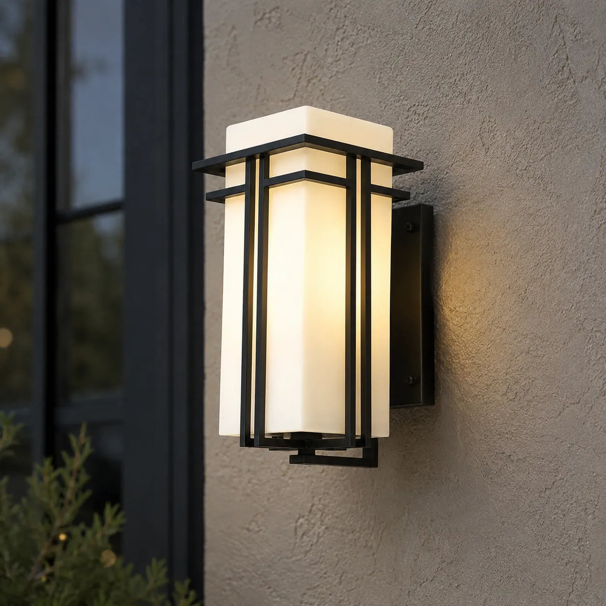 Rowan Retro Industrial Frosted Glass Outdoor Wall Light