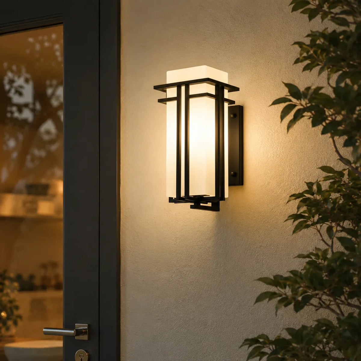 Rowan Retro Industrial Frosted Glass Outdoor Wall Light