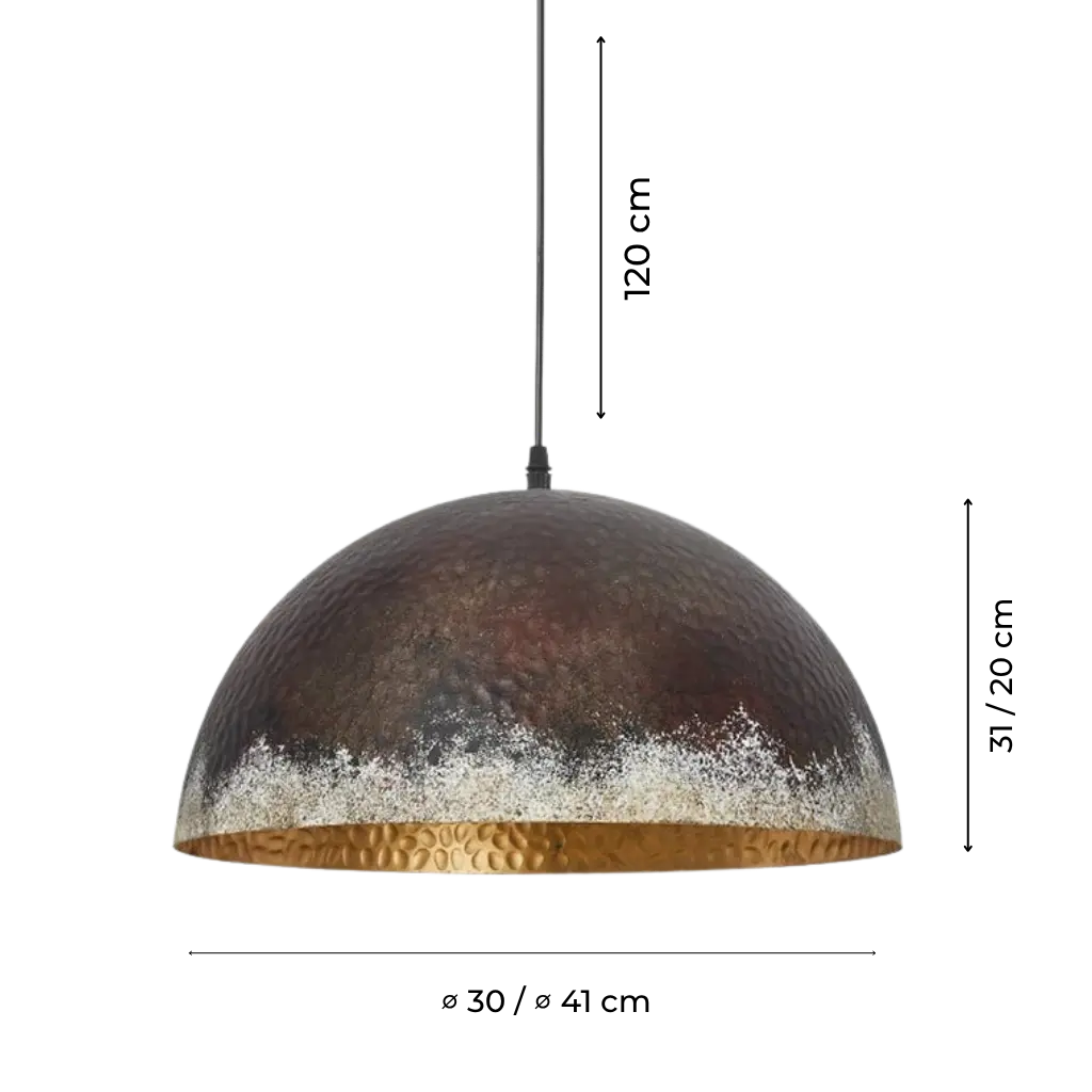 Industrial Hammered Metal Dome Pendant Light with Rustic Patina