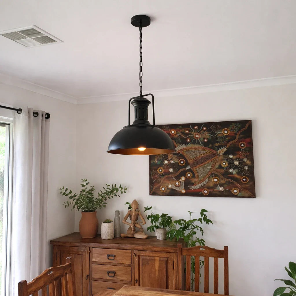 Yseult Industrial Hammered Metal Dome Pendant Light