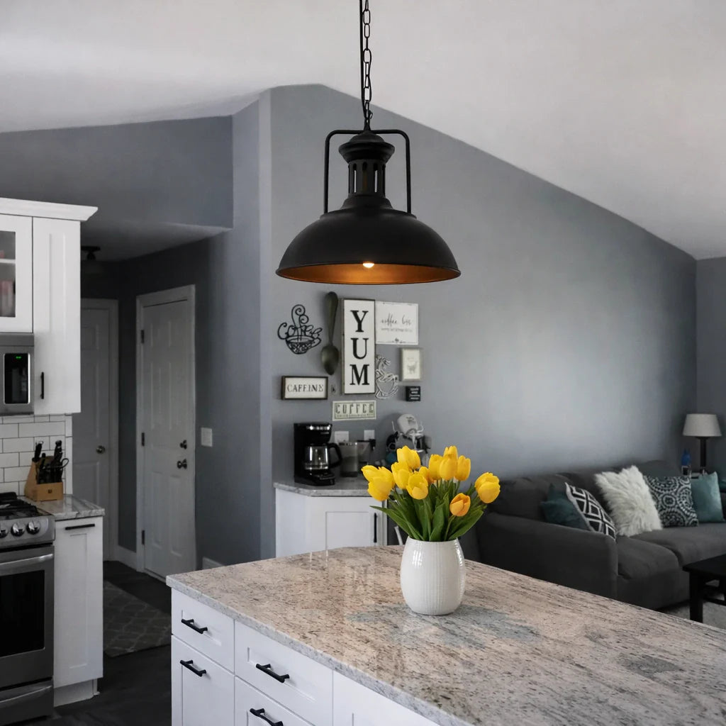 Yseult Industrial Hammered Metal Dome Pendant Light