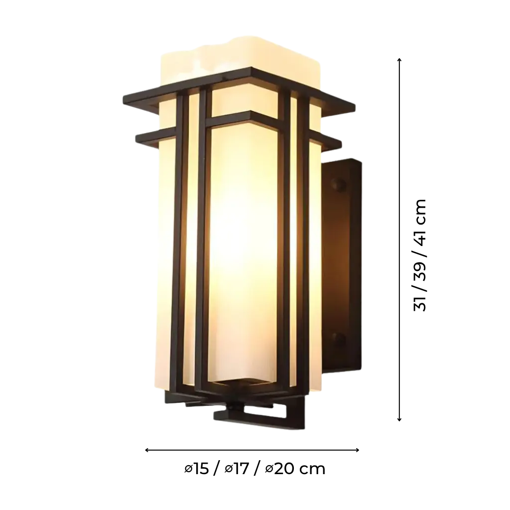 Industrial Outdoor Wall Light with Frosted Glass Panels