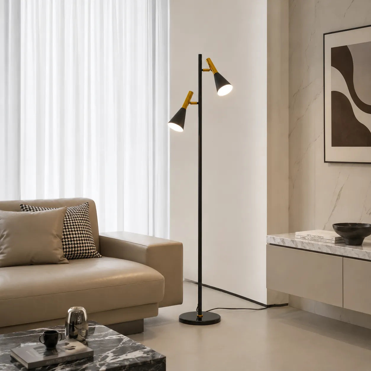 Iron Mouth Marble Adjustable Floor Lamp