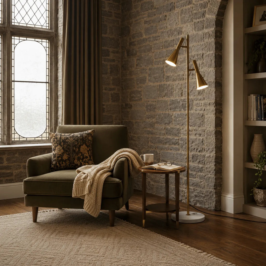 Farren Nordic Marble Adjustable Shade Floor Lamp