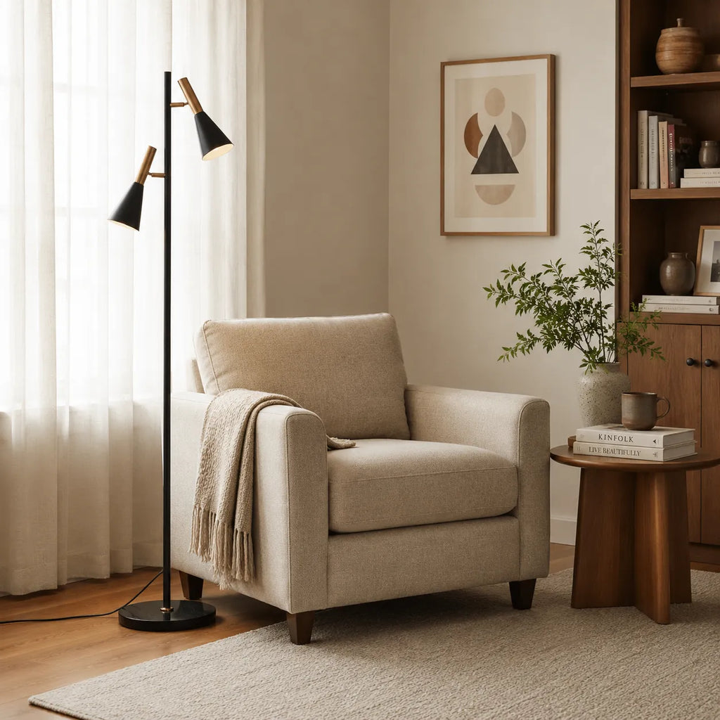 Farren Nordic Marble Adjustable Shade Floor Lamp