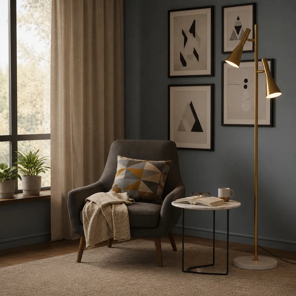 Farren Nordic Marble Adjustable Shade Floor Lamp